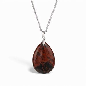 Natural Mahogany Obsidian Teardrop Pendant Necklace New